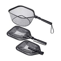 정품 PLUSINNO 플라이 낚시 그물 물고기 착륙 그물 송어 배스 부드러운 고무 메쉬 캐치 및 릴리스, 17