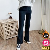 가비진 여성용 따뜻 융털 기모 롱버전 세미부츠컷 밴딩팬츠
