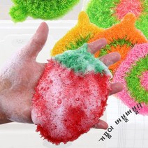 서울양말 딸기 아크릴 수세미 주방 친환경 핸드메이드 손뜨개, 딸기수세미랜덤혼합