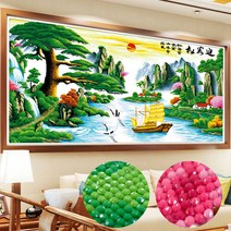 취미 DIY 보석십자수 보석 5d 십자장식 화 환영 손님 소나무 풍경 드릴 스레드 자수 포인트 페이스트 가득 찬 거실, 280x125cm