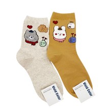 비비드칼라양말여성국산긴목노랑토끼
