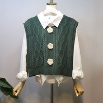 라임브릿지 꽃 니트 조끼