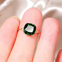 로즈 골드 컬러 그린 반지 Anillos 천연 에메랄드 보석 토파즈 Bizuteria 보석 상자 포함|Rings|