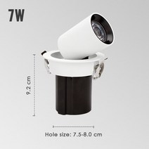 LED 통 360 도 회전 천장 스포트 라이트 COB 5W 12W 조정 가능한 램프 거실 의류 쇼룸 220V, 02 Round 7W_03 Neutral White