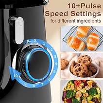 푸드 프로세서 1300W 5리터 10+ 펄스 속도 미니 엔젤 반죽기 반죽기 스테인리스 스틸 볼 스플래시 가드 비터 알루미늄 반죽 후크 및 믹서 포함 피자용(검정색) -18533, 하얀색