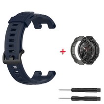 Huami amazfit t rex 스트랩 용 교체 스트랩 amazfit t-rex/t-rex pro 스트랩 용 블랙 프로텍터 케이스 용 실리콘 시계 밴드, Navy blue with case