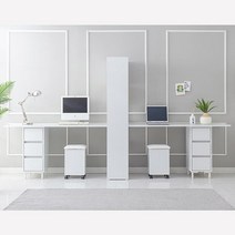 2인용 책상책장세트 모던 화이트 쌍둥이 책상 학생책상 아이방 공부책상, 아카시아