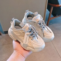 FULIBS 소녀 온라인 유명인 아빠 신발 2021 새로운 봄 어린이 메쉬 스니커즈 통기성 소년 작은 흰색 신발 중간 큰 어린이 1L