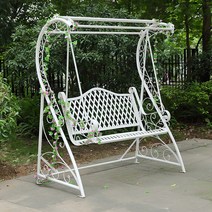 펜션 야외 그네의자 마당 전원주택 철제 그네벤치, 화이트 S 프레임일반