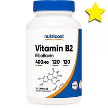 Nutricost 비타민B Vitamin B2 리보플라빈 400mg 120캡슐, 120 Count (Pack of 1)