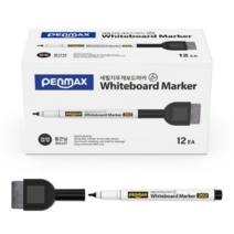 펜맥스 세필 미니 지우개 보드마카, 검정, 12개