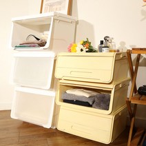 올유리빙 슬라이딩 리빙박스 플라스틱 옷장 수납함 정리함 폴딩박스 공간박스 팬트리 보관 접이식 높은형 넓은형 대형 특대형 1개 3개, ver2-버터 옐로우 높은형