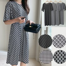 여름 시원한 편한 냉장고 원피스 찰랑 구김없는 나염 저지 쿨 스판 원단 꾸안꾸 원피스 40대 여름 77사이즈 키작녀 원피스