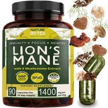 Lions Mane 버섯 캡슐 5가지 추출물 Reishi Chaga Maitake 표고버섯 파우더