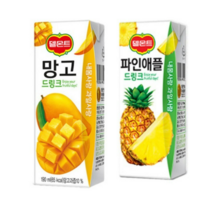 롯데칠성 델몬트 파인애플 + 망고 드링크팩 190ml 각24팩 음료수 쥬스 간식 주스 어린이집 사무실 노인정, 델몬트 파인애플 24팩 + 망고 드링크팩 24팩