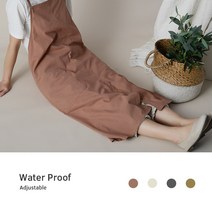 COLORLIFE 옆주머니 리넨 어깨끈 조절가능 앞치마, 레드