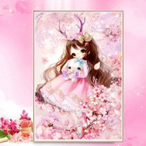 푸아이 3D 보석십자수 귀여운 소녀+행운십자수(30x30) 사칭업체주의 판매자 푸아이 꼭 확인후 주문 PW368, 60x95cm