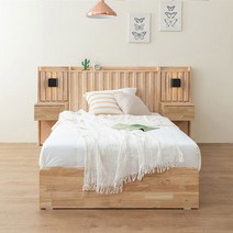 리버퍼니쳐 이레인 호텔식 SS 원목침대+협탁2+독립매트 RH0313, 네추럴