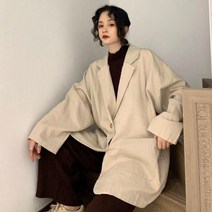 SMOPIG 여성 봄가을 트렌치 롱 트렌치코트
