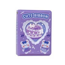 귀여운 곰 사진 앨범 3 인치 러브 하트 할로우 Kpop 카드 바인더 포토카드 ID 홀더 40 포켓 명함 책, A1