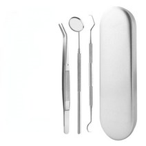 구강 치아 거울 치경 스테인레스 스틸 치과 거울 도구 세트 가방 포함 입 키트 악기 구강 미백, 3pcs