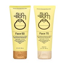 Sun Bum 오리지널 SPF 70 선크림 페이스 로션 무향 비건 및 암초 프랜들리 옥티녹세이트 옥시벤존 무첨가 보습 비타민 E 함유 광범위한 스펙트럼 UVA/UVB 선스크린 3, SPF 50 + SPF 70 Bundle
