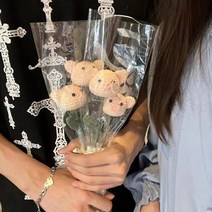 여자 친구를위한 지루함을 덜어주는 뜨개질 코바늘 가방 수세미 목도리 뜨기 세트, 재료 패키지 돼지 두마리 꽃다발 - 튜토리얼 영상
