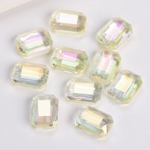 직사각형 면 크리스탈 유리 프리즘 느슨한 공예 비즈 쥬얼리 제작 DIY 커튼 12x9mm 14x10mm 18x13mm 10 개, CHINA, Yellow Colorized