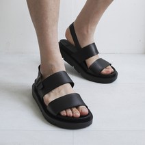 산토리니 남녀공용 커플 모던 쿠션 레더 데일리 4.5cm 키높이 샌들