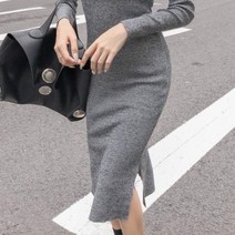 G125466_ 옆트임 라운드 니트 롱원피스 여성