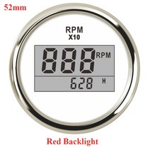 타코메타 타코미터 52mm 디지털 자동차 트럭 보트 게이지 디젤 가솔린 엔진 12 V 24 빨간색 백라이트 포, 01 Red light 52mm WS