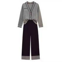 트위드 투피스 봄가을 패션 빈티지 캐주얼 세트 여성용 데일리 상하복