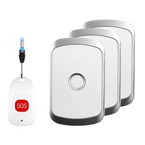 스마트 홈 무선 호출기 초인종 노인 비상 경보 80m 원격 방수 차임 벨 미국 EU 영국 플러그 SOS 버튼, silver 1x3