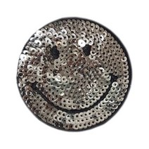 반짝 실버 스마일 스팽클 와펜 5.5cm*5.5cm, 실버(소)