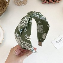 로맨틱모모 그린 페이즐리 반다나 패턴 터번 헤어밴드