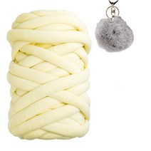 청송뜨개실 코코니 벨벳 자이언트얀실 1kg + 털방울(1개) 빅얀 핑거니팅 뜨개실 털실, 02.연레몬