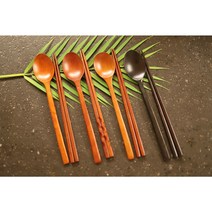 [이니셜각인 무료] 대추나무 천연옻칠 수저세트, 고급 블랙수저세트