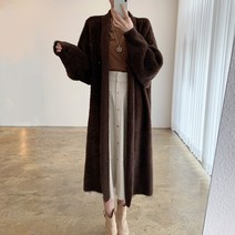 아유 여성 앙고라 롱 숄 가디건 겨울 코디 니트 아우터