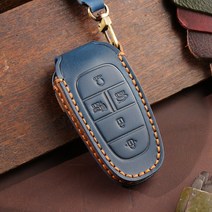 벤오토 현대 더뉴그랜저 더뉴싼타페 FE 쏘나타 DN8 넥소 투싼 NX4 스타리아 펠리세이드 스마트키 가죽케이스 현대5버튼 키링 키홀더 (S2-HH5), 블루