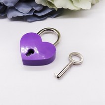 심장 모양 자물쇠 빈티지 오래된 골동품 스타일 미니 자물쇠 with key lock for travel wedding jewelry box diary book suitcase, 보라색