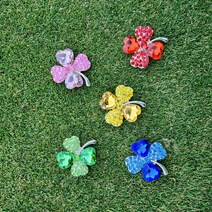 네잎 클로버 골프 볼마커 공마커 5종중 택1(햇클립 케이스 포함), 빨강클로버+햇클립