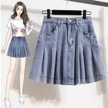 데님 플레어 스커트 플리츠 청치마 미니