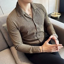 엣지셔링원단 갱스터 엣지 긴팔셔츠 쿠바카라셔츠 남빅터틀 커피C2631-P63