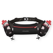Fitletic 남성 및 여성용 하이드레이션 팩. 물병 및 휴대폰 홀더가 있는 러너 허리 벨트. 러닝 하이킹 액세서리 러너 기어, Black & Red, L/XL (35