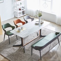 리빙룸가구/제노바 세라믹 4인/6인용 식탁세트/ 포세린 아쿠아텍스 의자포함, 제노바-4인(일반2+벤치1), 색상혼합(배송메세지)