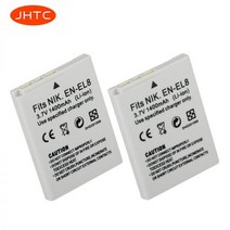 카메라 배터리 호환 Nikon COOLPIX P1 P2 L1 L2 S1 S2 S3 S4 S5 S6 S7 S7C S8 S9 S51 S50 S52 1400mAh 용 EN-EL8, 02 2PCS Battery