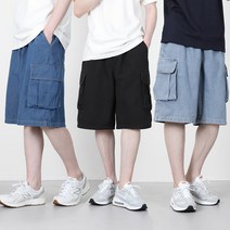 벤티브 남자 빅사이즈 데님와이드카고쇼츠 반바지