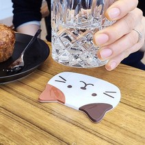 러블리 고양이 페이스 PVC 코스터 컵받침대, 그레이