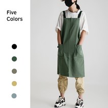 COLORLIFE 옆주머니 방수 면재질 조절가능 작업복 앞치마, 그린