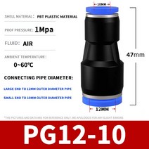엔진 부품 공압 퀵 커넥터 PU 스트레이트 스루 가변, 14 PG-12-10_01 50Pcs